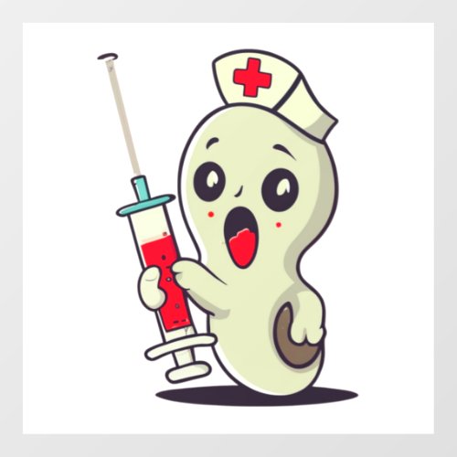 cute ghost nurse holding injection   floor decals