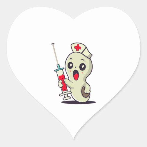 cute ghost nurse holding injection   heart sticker