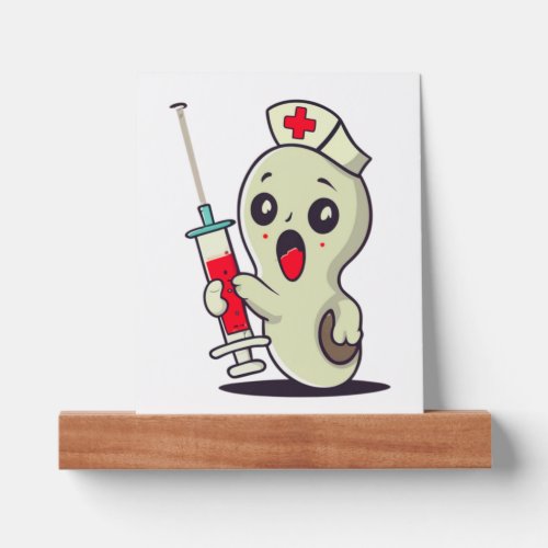 cute ghost nurse holding injection   picture ledge