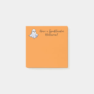 Cute Ghost on Halloween Orange Post-it Notes