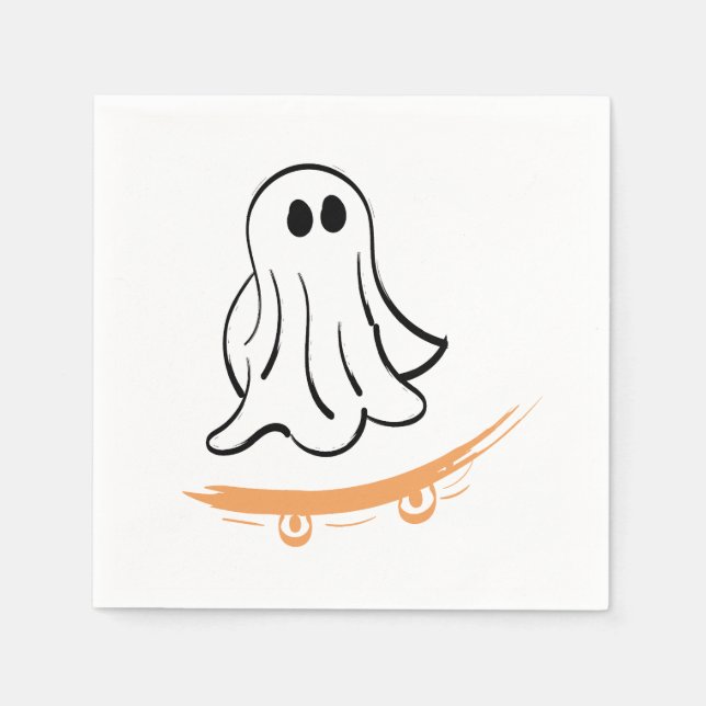 Cute ghost on skateboard napkins (Front)