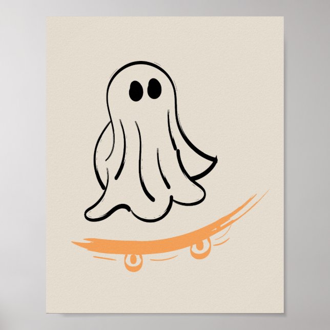 Cute ghost on skateboard poster (Front)