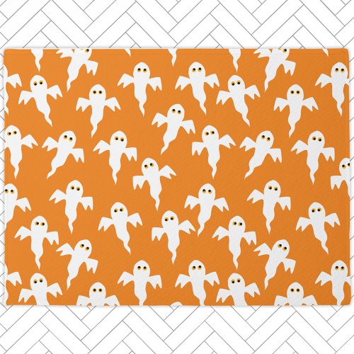 Cute Ghost Orange Halloween Doormat