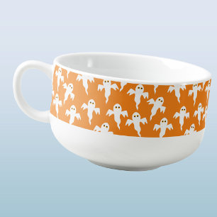 Cute Ghost Orange Halloween Soup Mug