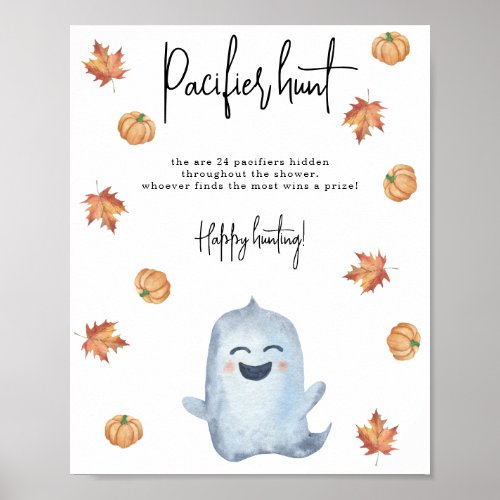 Cute ghost _ Pacifier hunt game baby shower Poster