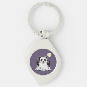Cute Ghost Panda Under the Moon Keychain