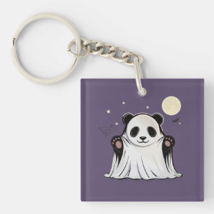 Cute Ghost Panda Under the Moon  Keychain