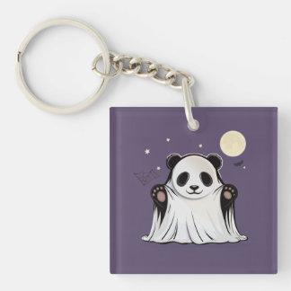 Cute Ghost Panda Under the Moon  Keychain