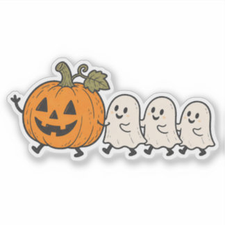 Cute Ghost Parade Halloween Vinyl Sticker
