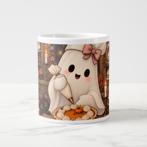 Cute Ghost Pastry Chef Halloween Haunted Bakery Giant Coffee Mug