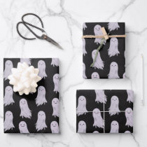 Cute Ghost Pattern Halloween Wrapping Paper Sheets