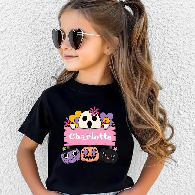 Cute Ghost Personalized Girl Name Halloween Toddler T-shirt (Creator Uploaded)
