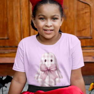 Cute Ghost Pink Gingham T-Shirt