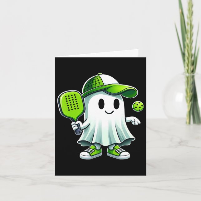 Cute Ghost Playing Picklebyll - Funny Picklebyll P Card (Front)