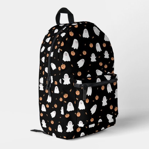 Cute Ghost  Pumpkin Black Halloween Pattern Printed Backpack