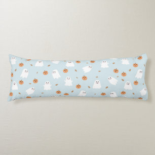 Cute Ghost & Pumpkin Blue Halloween Pattern Body Pillow