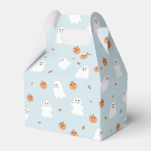 Cute Ghost & Pumpkin Blue Halloween Pattern Favor Boxes