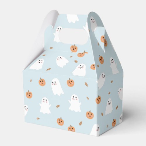 Cute Ghost  Pumpkin Blue Halloween Pattern Favor Boxes