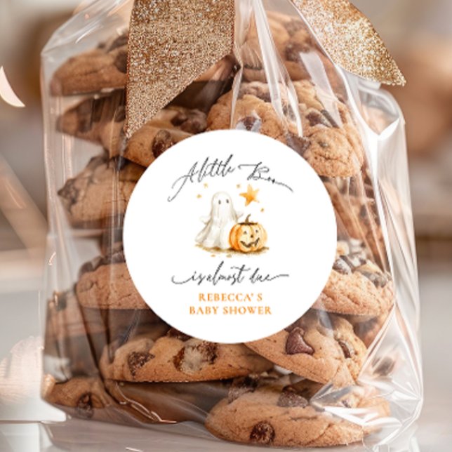 Cute Ghost Pumpkin Boo Halloween Baby Shower  Classic Round Sticker (Creator Uploaded)