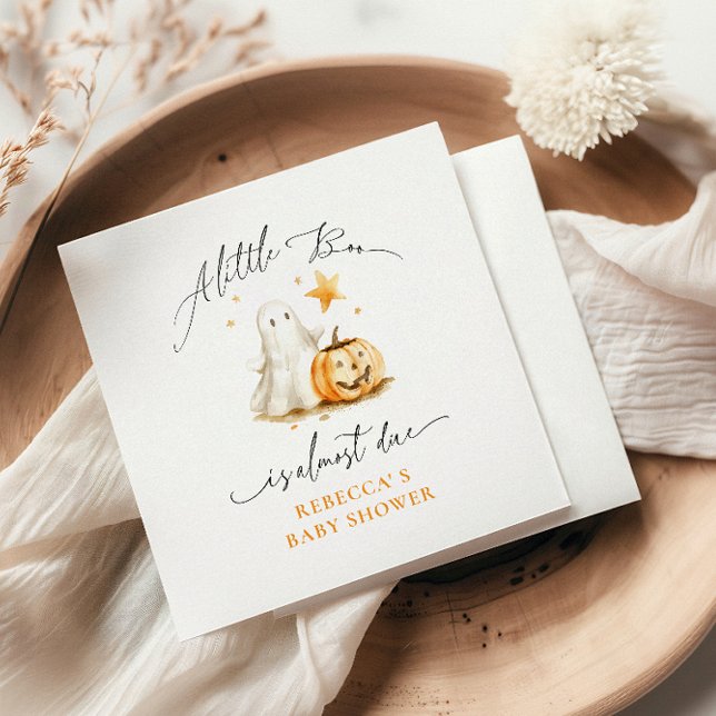 Cute Ghost Pumpkin Boo Halloween Baby Shower  Napkins (Creator Uploaded)