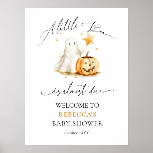 Cute Ghost Pumpkin Boo Halloween Baby Shower  Poster