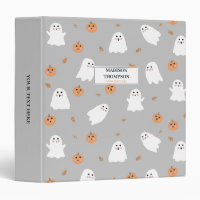 Cute Ghost & Pumpkin Gray Halloween Pattern