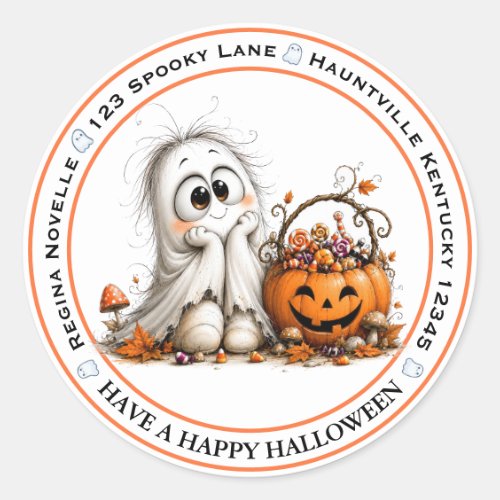 Cute Ghost & Pumpkin Halloween Address Labels