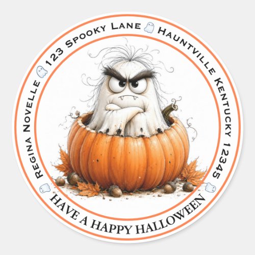 Cute Ghost & Pumpkin Halloween Address Labels