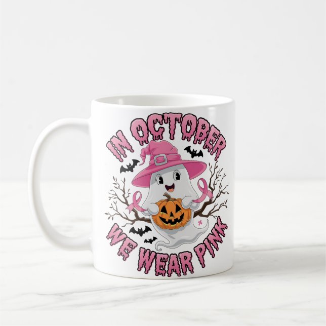 Cute Ghost Pumpkin Halloween Design Coffee Mug (Left)