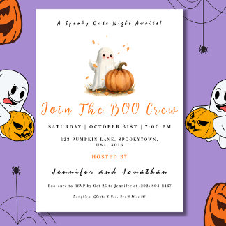 Cute Ghost Pumpkin Halloween Invitation