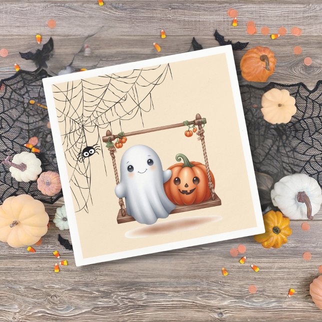 Cute Ghost Pumpkin Halloween  Napkins (Creator Uploaded)