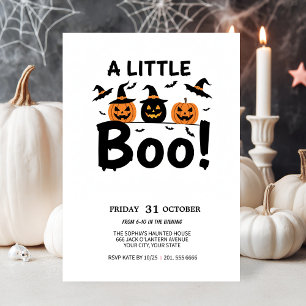 Cute Ghost & Pumpkin Halloween Party Invite