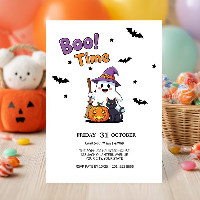 Cute Ghost & Pumpkin Halloween Party Invite (Creator Uploaded)