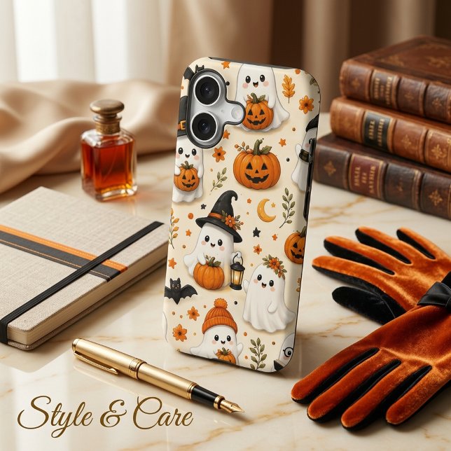 Cute Ghost & Pumpkin Halloween Pattern iPhone Case (Cute Ghost & Pumpkin Halloween Pattern iPhone 17 Case)
