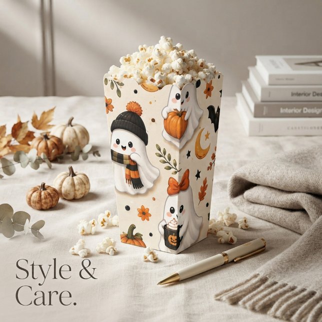 Cute Ghost & Pumpkin Halloween Pattern Popcorn Favor Boxes (Cute Ghost & Pumpkin Halloween Pattern Popcorn Favor Boxes)