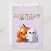 Cute Ghost & Pumpkin Halloween Thank You Card