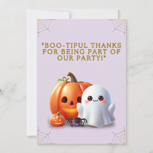 Cute Ghost & Pumpkin Halloween Thank You Card