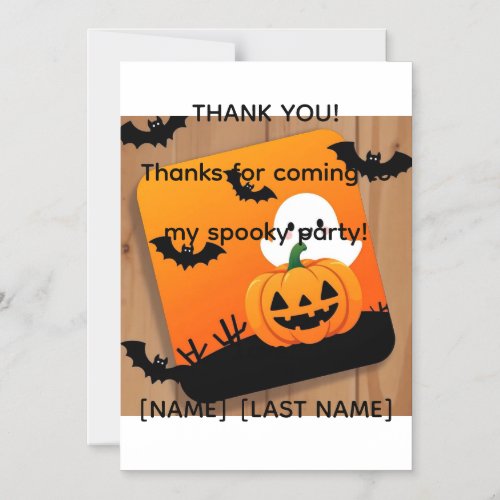 Cute Ghost Pumpkin Halloween Thank You Card Editab
