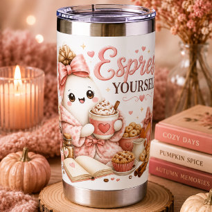 Cute Ghost Pumpkin Halloween Tumbler