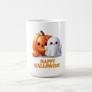 Cute Ghost & Pumpkin Happy Halloween  Coffee Mug
