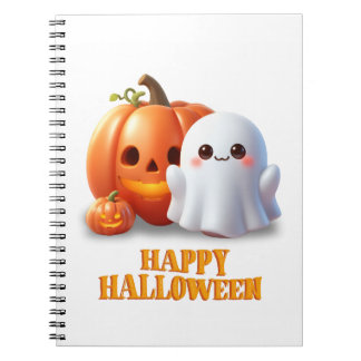 Cute Ghost & Pumpkin Happy Halloween  Notebook