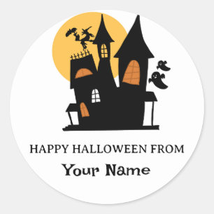 Cute Ghost Pumpkin Happy Halloween Personalized Classic Round Sticker