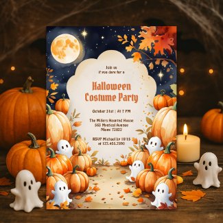 Cute Ghost & Pumpkin Kids Halloween Costume Party