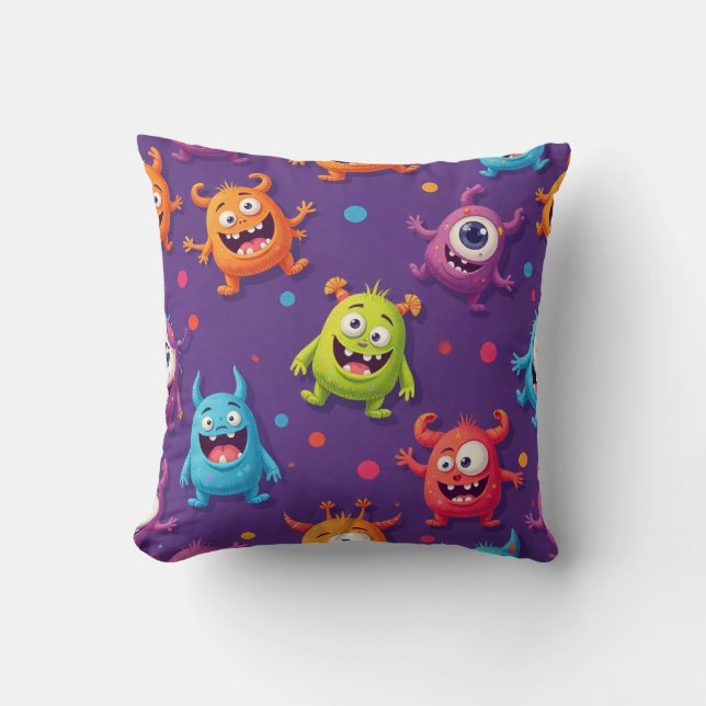 Cute Ghost & Pumpkin Pattern Halloween Throw Pillo Pillow (Front)
