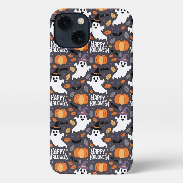 Cute Ghost Pumpkin Pattern – Happy Halloween iPhone Case (Back)