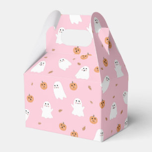 Cute Ghost & Pumpkin Pink Halloween Pattern Favor Boxes