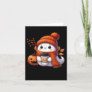 Cute Ghost Pumpkin Spice Cup Halloween Fall Drink Card