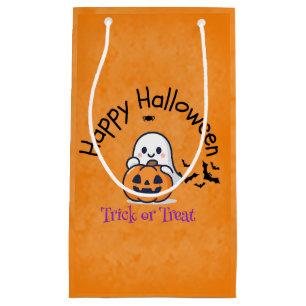 Cute Ghost & Pumpkin Trick or Treat Small Gift Bag