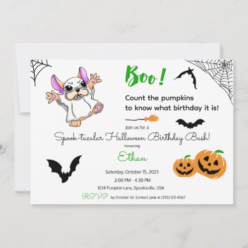 Cute ghost pumpkins Halloween 2nd Birthday Invitation