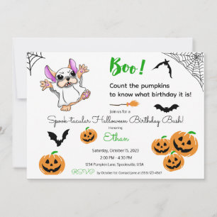 Cute ghost pumpkins Halloween 5th Birthday Invitation